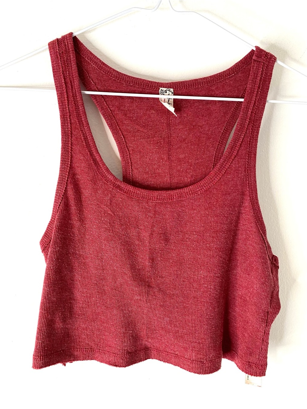 Intimately By Free People Ribbed Crop Tank Red Scoop Neck Racerback Stretch